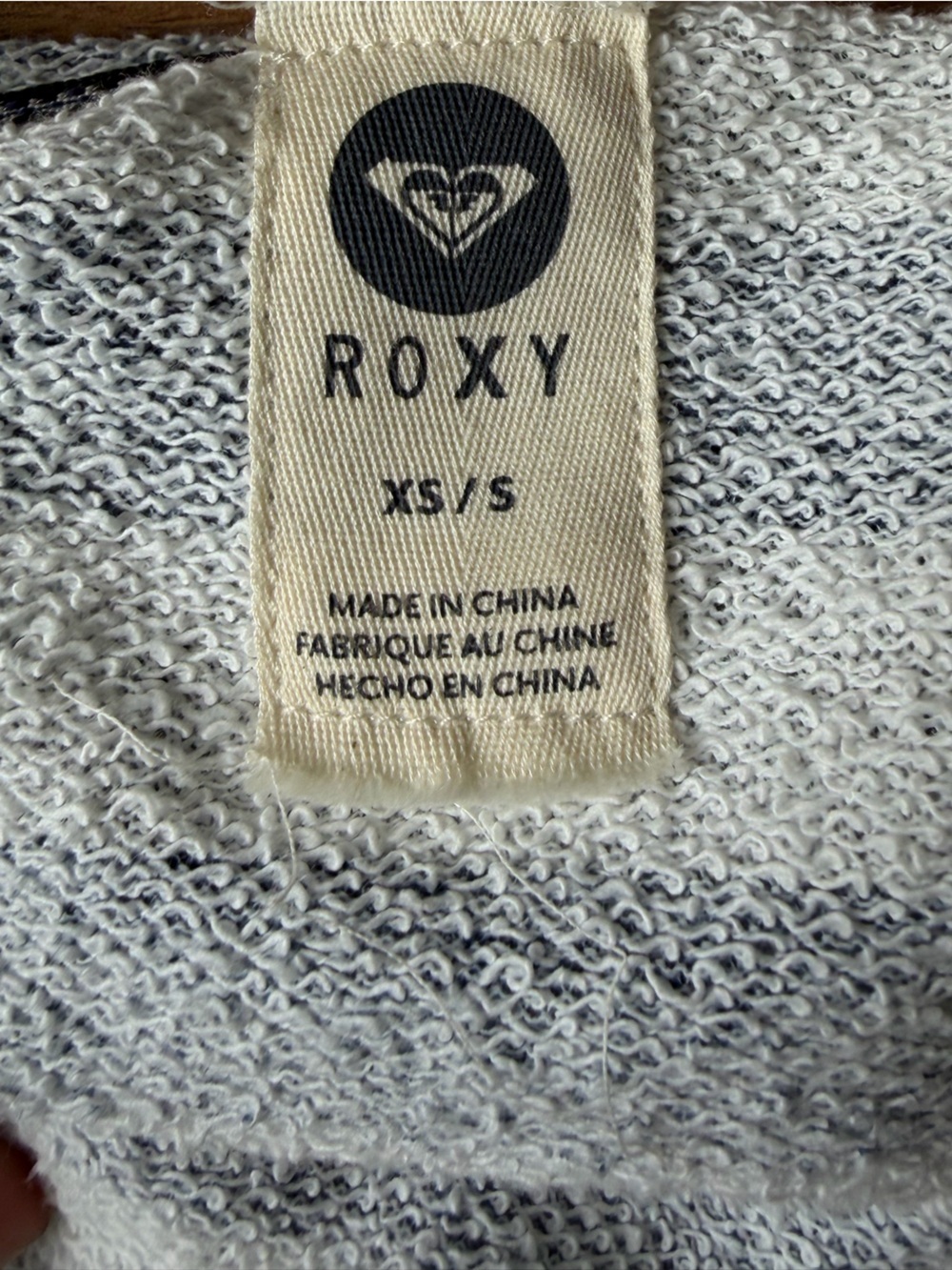 Roxy Striped Terry Cloth Hoodie Beach Cover Up Zip Front Poncho Top Coastal - Picture 10 of 12